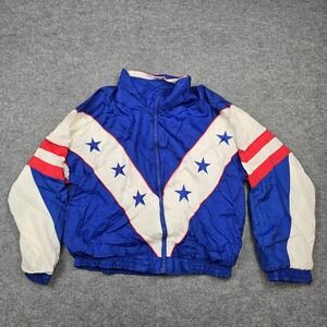 Vintage Active Exposure Jacket Womens Large Red White Blue Stars USA Windbreaker